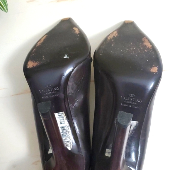 Valentino Garavani | Brown Leather and Suede Pumps with Laces Sz 37 - Picture 10 of 11